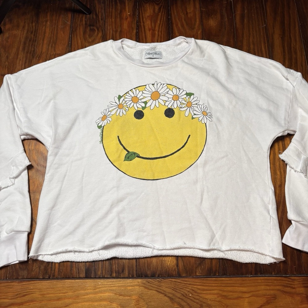Lauren Moshi Women's Chevelle Happy Daisy Peace Smiley Face XS Hippie A1161